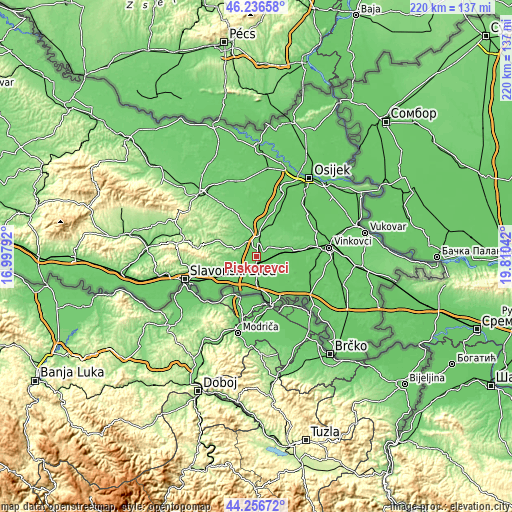 Topographic map of Piškorevci