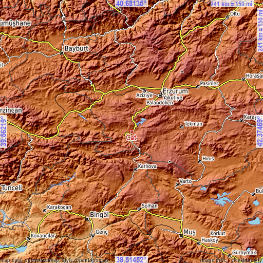 Topographic map of Çat