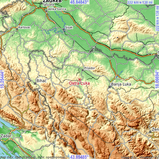 Topographic map of Oštra Luka