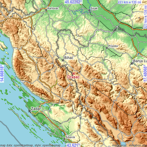 Topographic map of Orašac