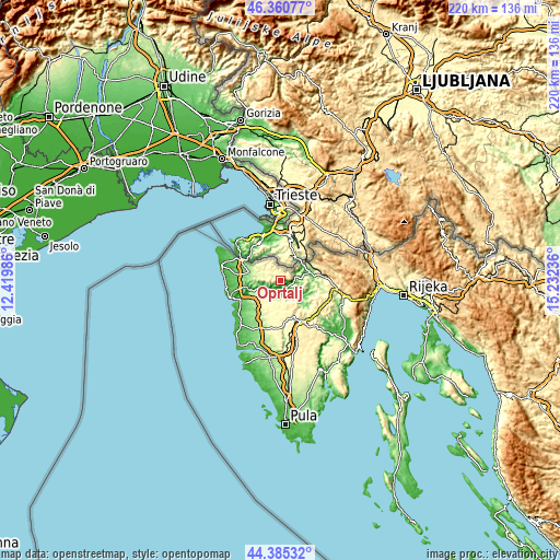 Topographic map of Oprtalj