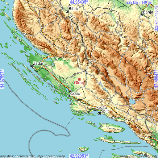 Topographic map of Oklaj