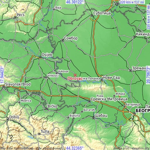 Topographic map of Obrovac