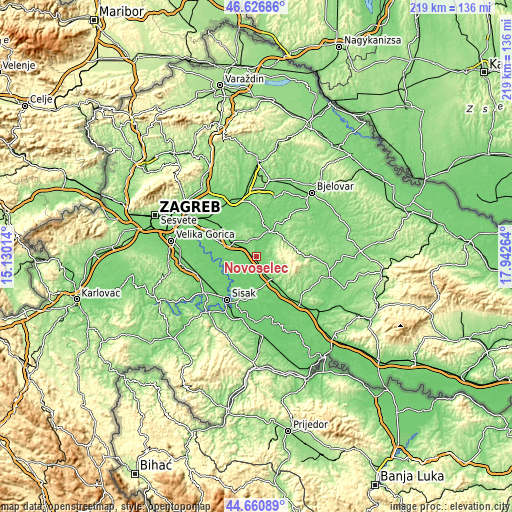 Topographic map of Novoselec