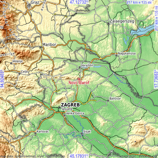 Topographic map of Novi Marof