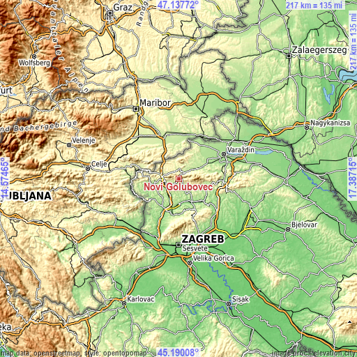 Topographic map of Novi Golubovec