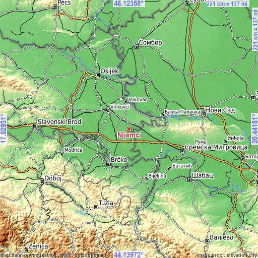 Topographic map of Nijemci