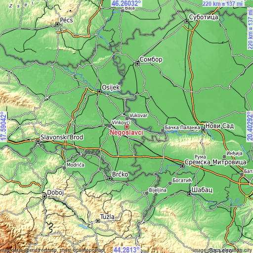 Topographic map of Negoslavci