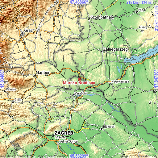Topographic map of Mursko Središće