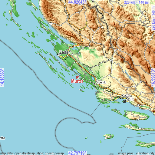 Topographic map of Murter