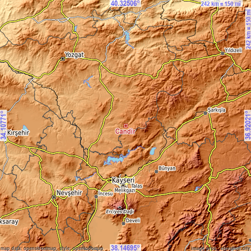 Topographic map of Çandır