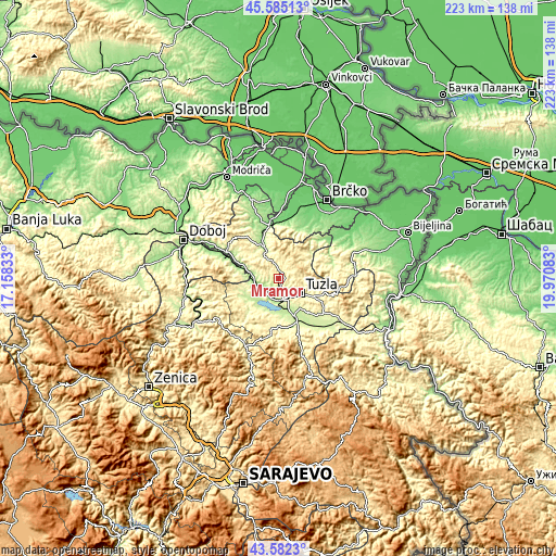 Topographic map of Mramor