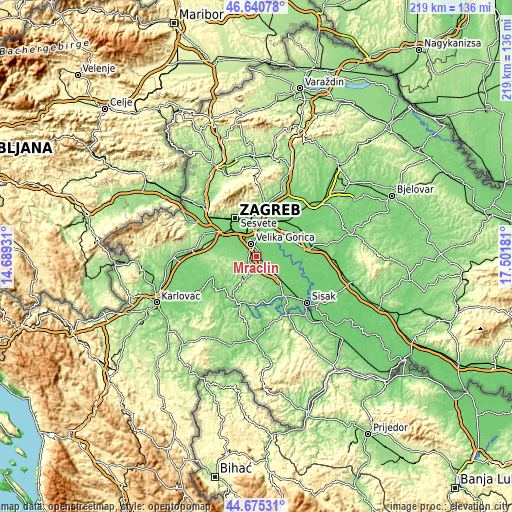 Topographic map of Mraclin