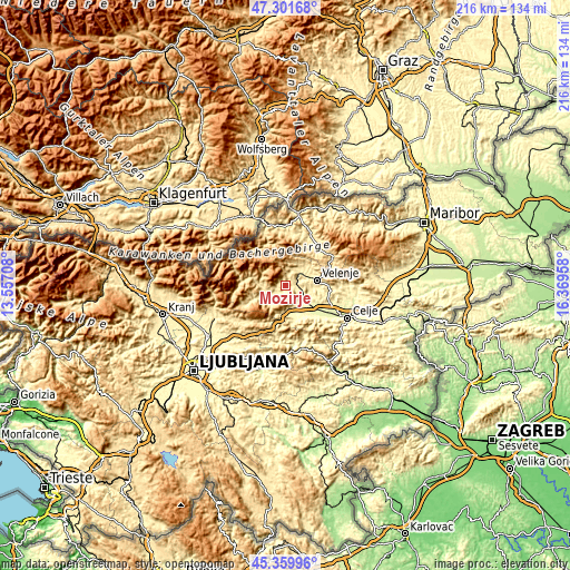Topographic map of Mozirje