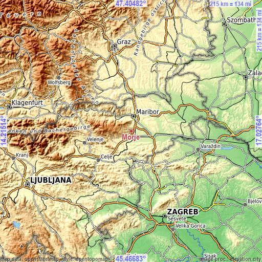 Topographic map of Morje