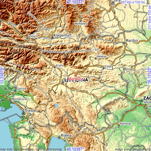 Topographic map of Moravče