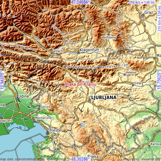 Topographic map of Mlaka pri Kranju