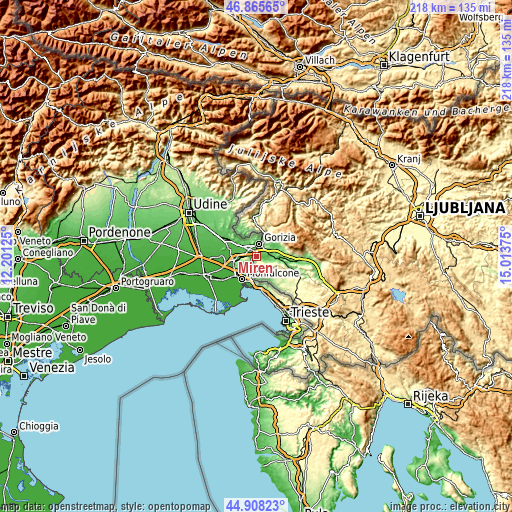 Topographic map of Miren
