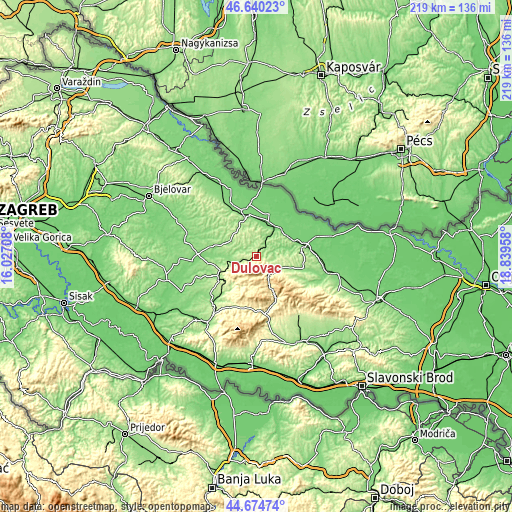 Topographic map of Ðulovac