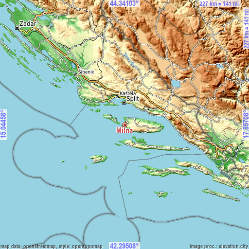 Topographic map of Milna