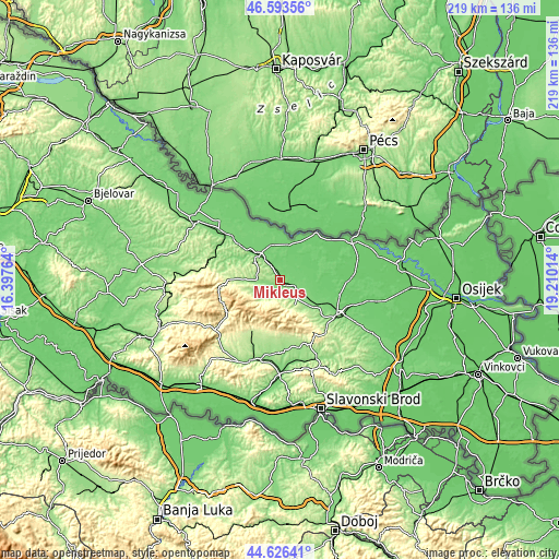 Topographic map of Mikleuš