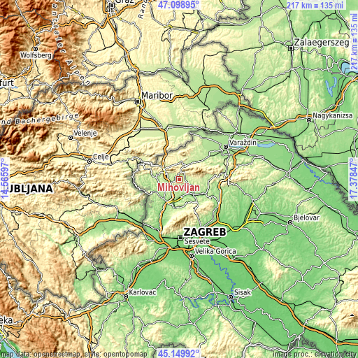 Topographic map of Mihovljan