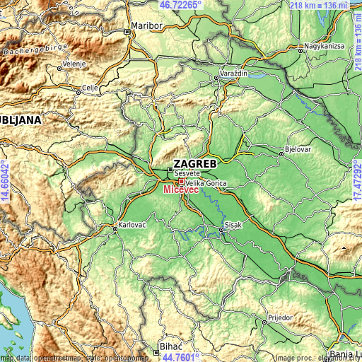 Topographic map of Mičevec