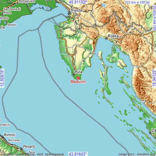 Topographic map of Medulin