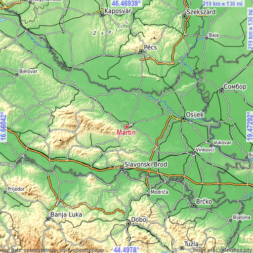 Topographic map of Martin