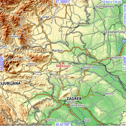 Topographic map of Markovci