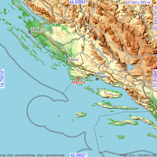 Topographic map of Marina