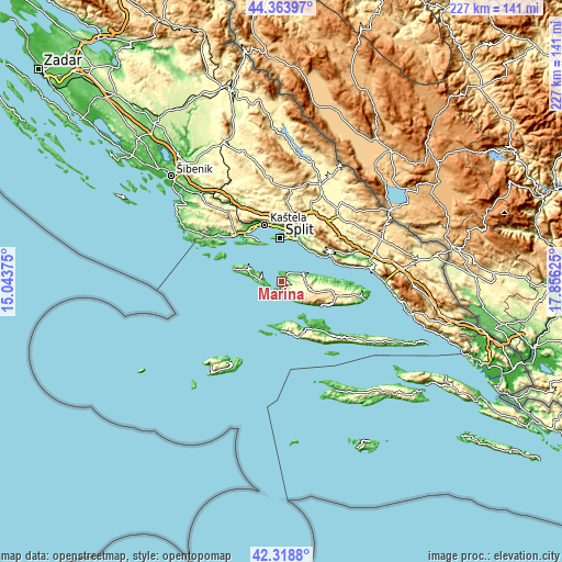 Topographic map of Marina