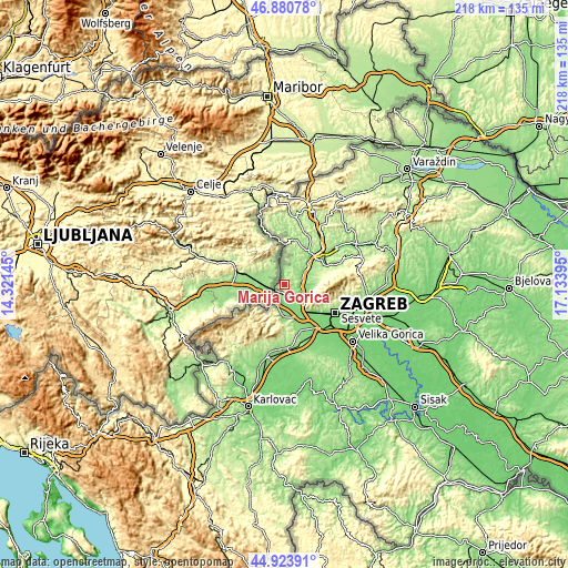 Topographic map of Marija Gorica