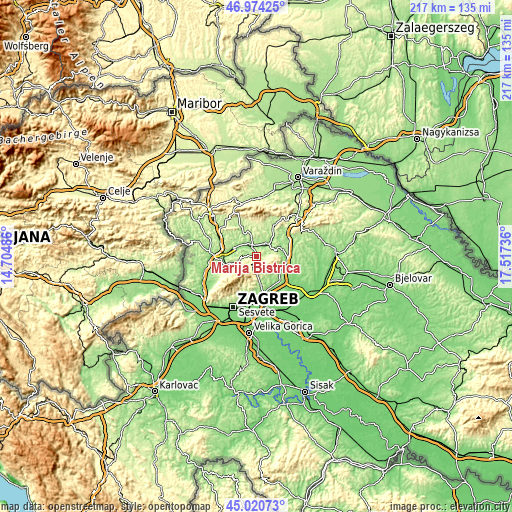 Topographic map of Marija Bistrica