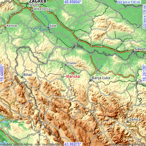 Topographic map of Marićka