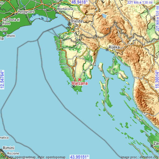 Topographic map of Marčana