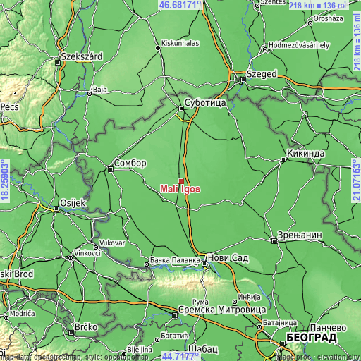 Topographic map of Mali Iđoš