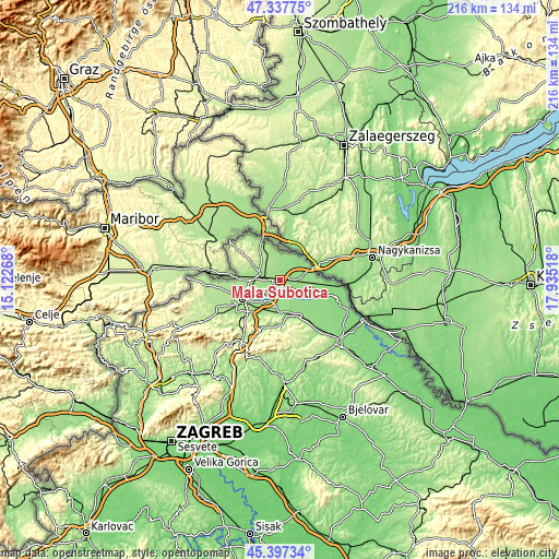 Topographic map of Mala Subotica