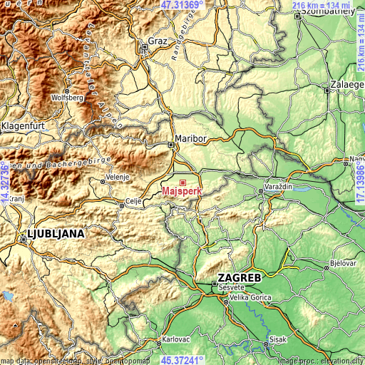Topographic map of Majšperk