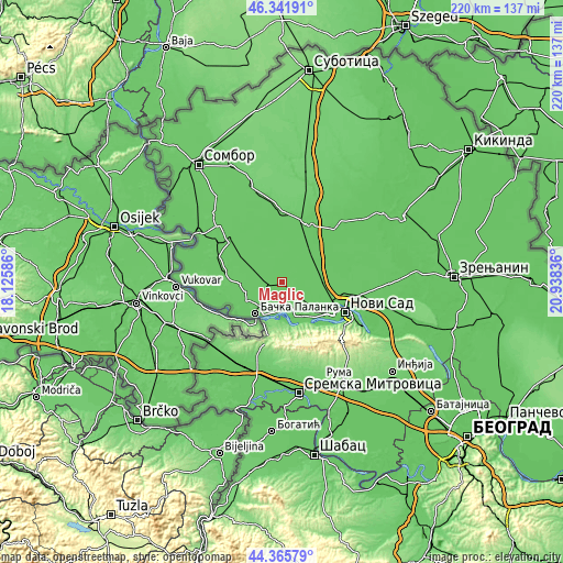 Topographic map of Maglić