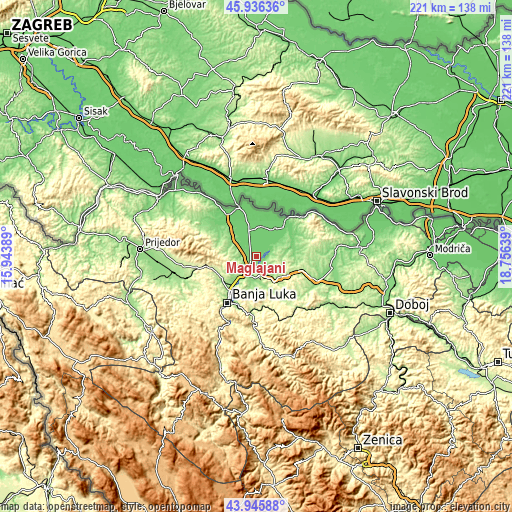 Topographic map of Maglajani
