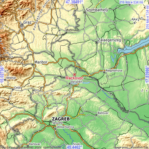 Topographic map of Mačkovec