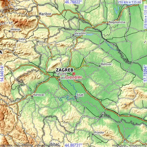 Topographic map of Lupoglav