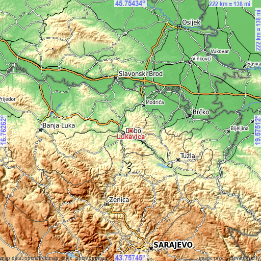 Topographic map of Lukavica