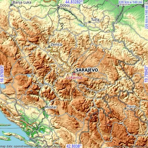 Topographic map of Lukavica