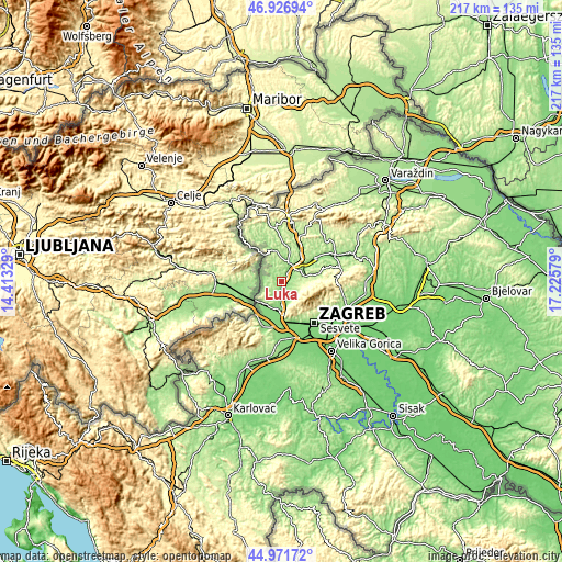 Topographic map of Luka