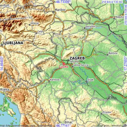 Topographic map of Lučko