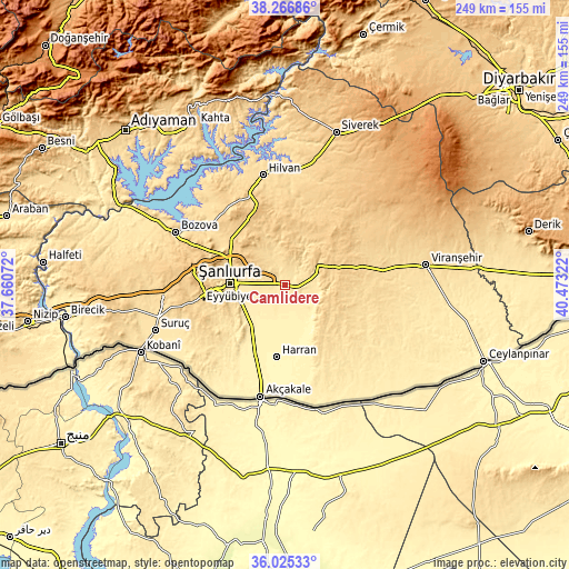 Topographic map of Çamlıdere