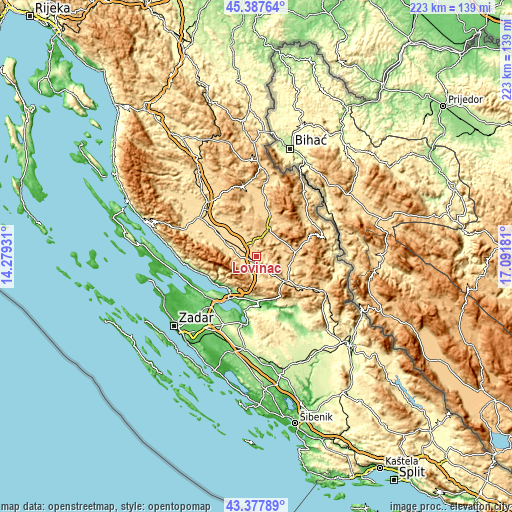 Topographic map of Lovinac