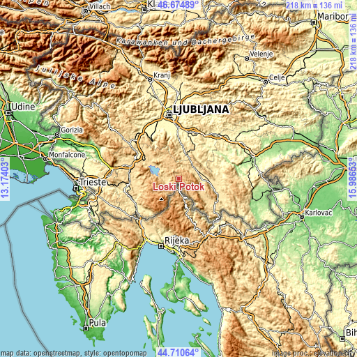 Topographic map of Loški Potok